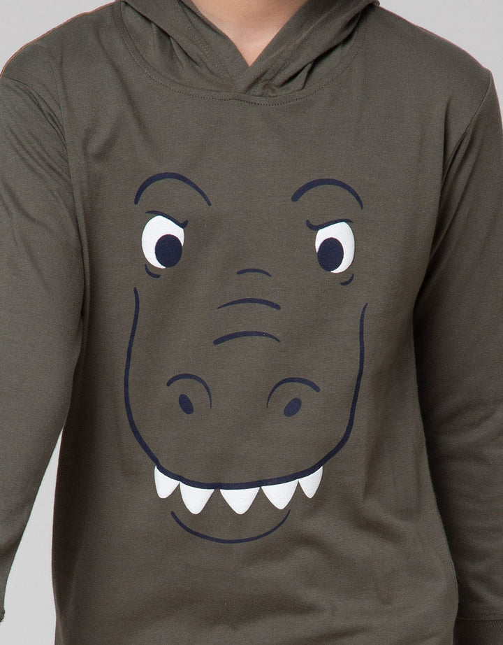 Little M Dino Hoodie Kaos Anak Laki-Laki