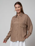 Nevada Long Sleeve Shirt Woven Top Solid Rayon Twill