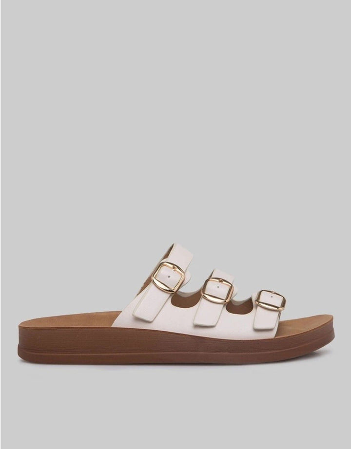 St. Yves Triple Strap Buckle Slipper Sandals Fq15 Wanita