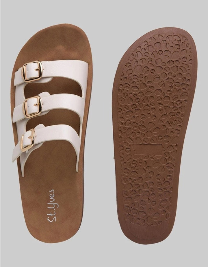 ST. YVES SANDAL SLIPPER TRIPLE STRAP BUCKLE FQ15 WANITA