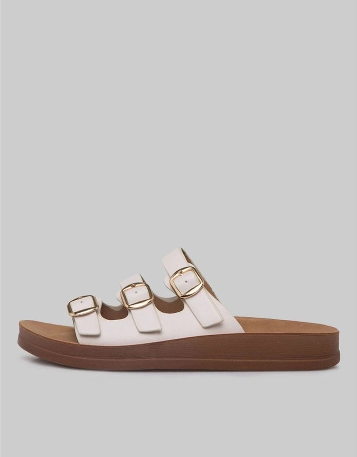 ST. YVES SANDAL SLIPPER TRIPLE STRAP BUCKLE FQ15 WANITA