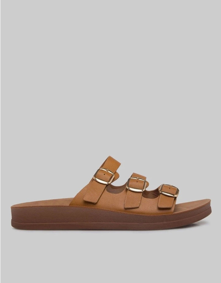 ST. YVES SANDAL SLIPPER TRIPLE STRAP BUCKLE FQ15 WANITA