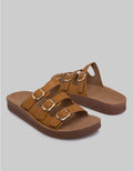 ST. YVES SANDAL SLIPPER TRIPLE STRAP BUCKLE FQ15 WANITA
