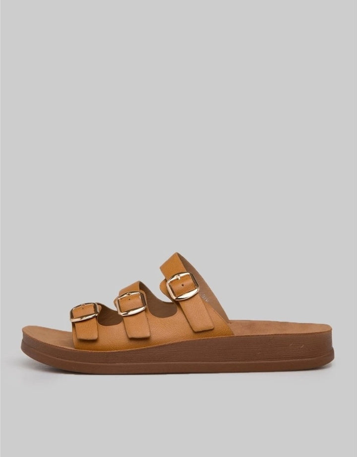 St. Yves Triple Strap Buckle Slipper Sandals Fq15 Wanita