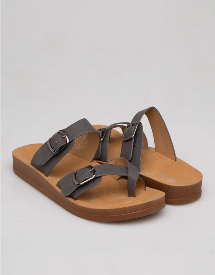 St. Yves Double Buckle Sandal Flip Flops Fq12 Wanita