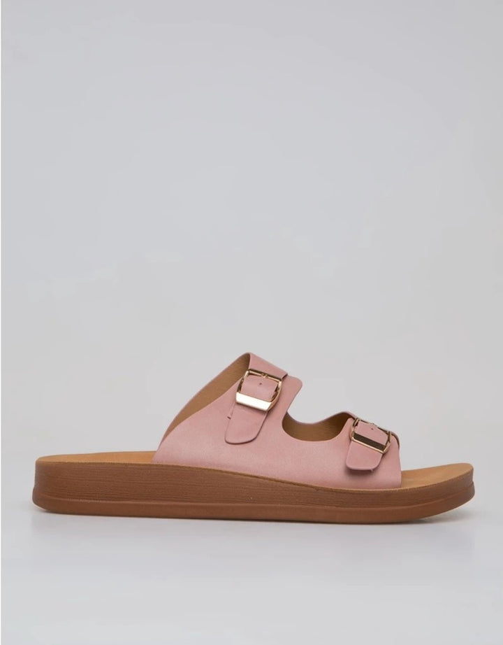 St. Yves Double Buckle Sandal Slipper Fq10 Wanita