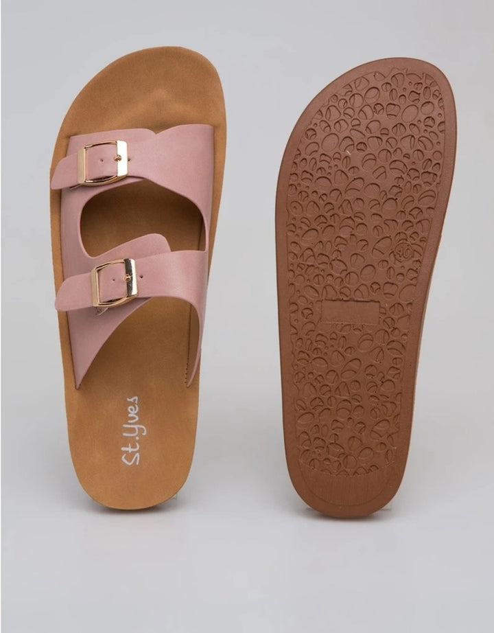 St. Yves Double Buckle Sandal Slipper Fq10 Wanita