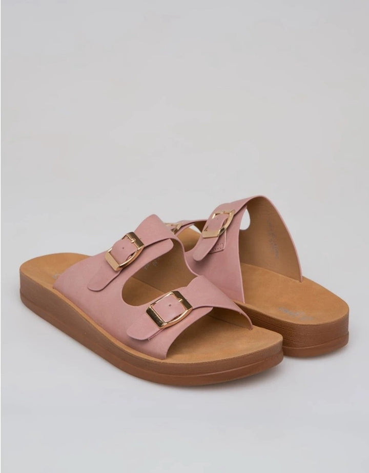 St. Yves Double Buckle Sandal Slipper Fq10 Wanita