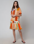 Nevada Short Sleeve Midi Dress Combi Blocks