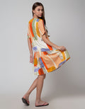 Nevada Short Sleeve Midi Dress Combi Blocks
