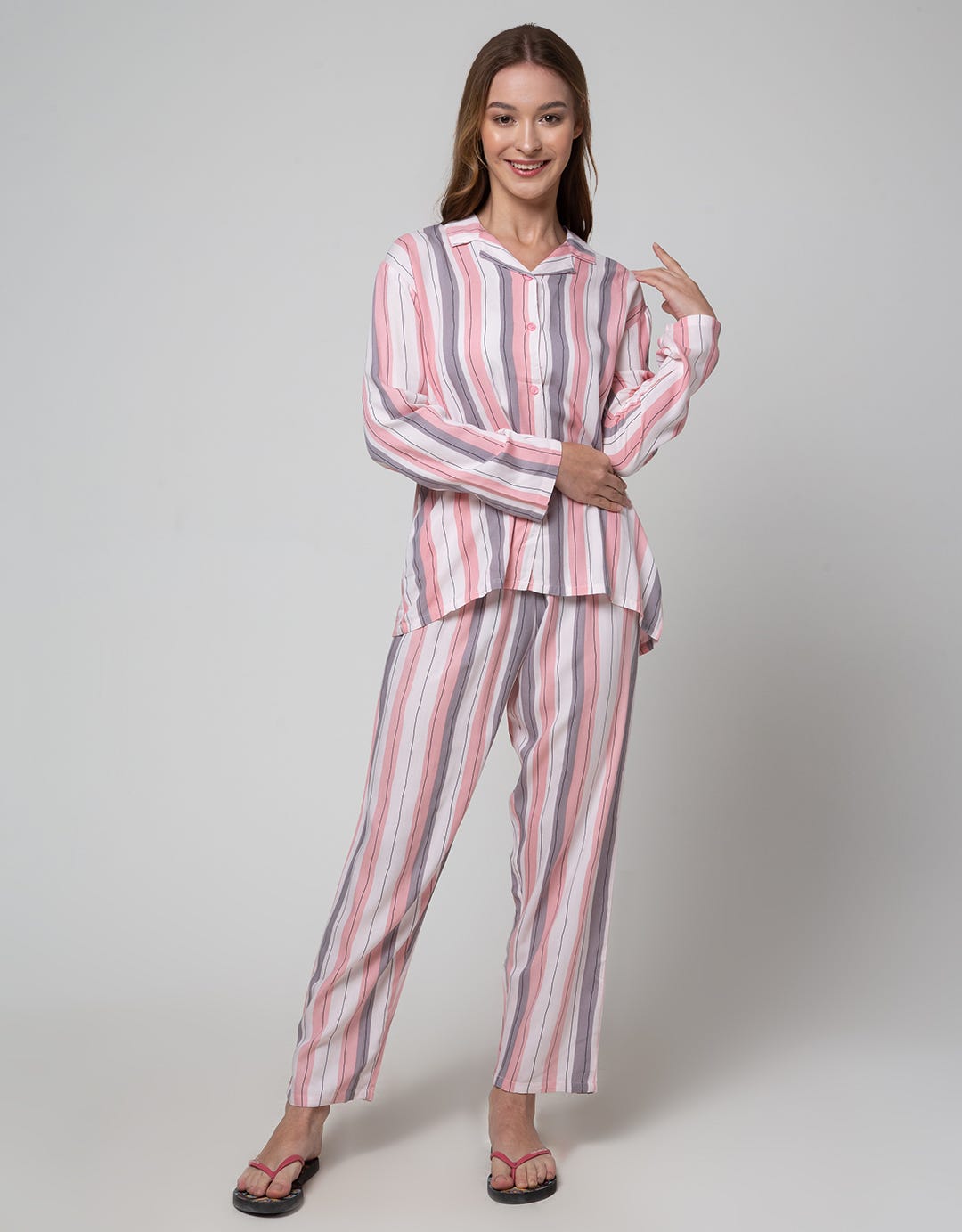 Nevada Long Sleeve Pyjama Pants Stripe Wind