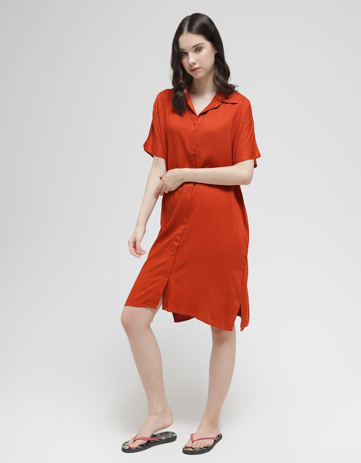 St. Yves Short Sleeve Midi Dress Solid Lina