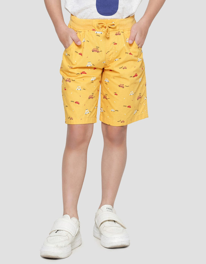 Little M Boys Car Print Shorts
