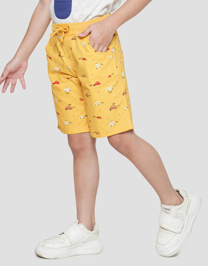 Little M Boys Car Print Shorts