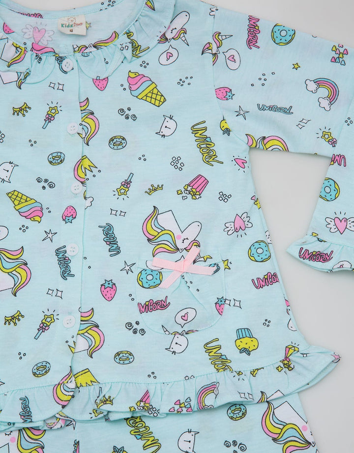 Kidz Too Sleepwear Girls Set Kancing Depan Fp Unicorn 1
