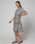 St. Yves Stripe Mix Midi Dress Wanita