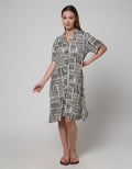 St. Yves Stripe Mix Midi Dress Wanita