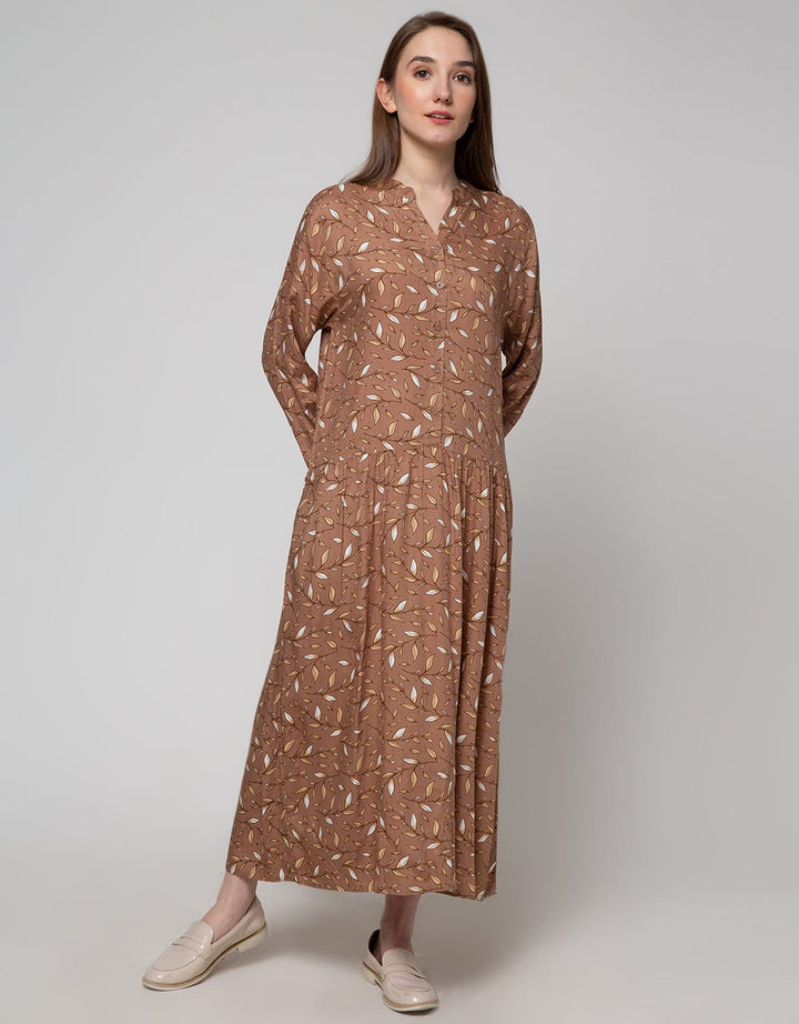 St. Yves Long Sleeve Maxi Dress Root Leaves