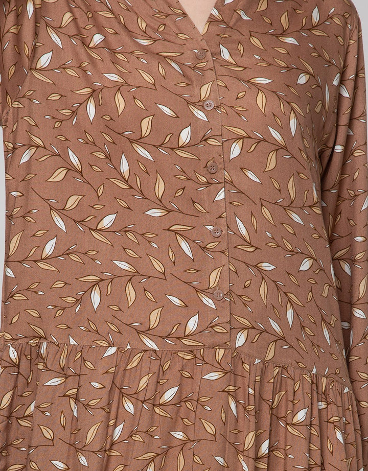 St. Yves Long Sleeve Maxi Dress Root Leaves