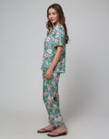 St. Yves Short Sleeve Pyjama Pants Floral Green
