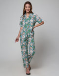 St. Yves Short Sleeve Pyjama Pants Floral Green