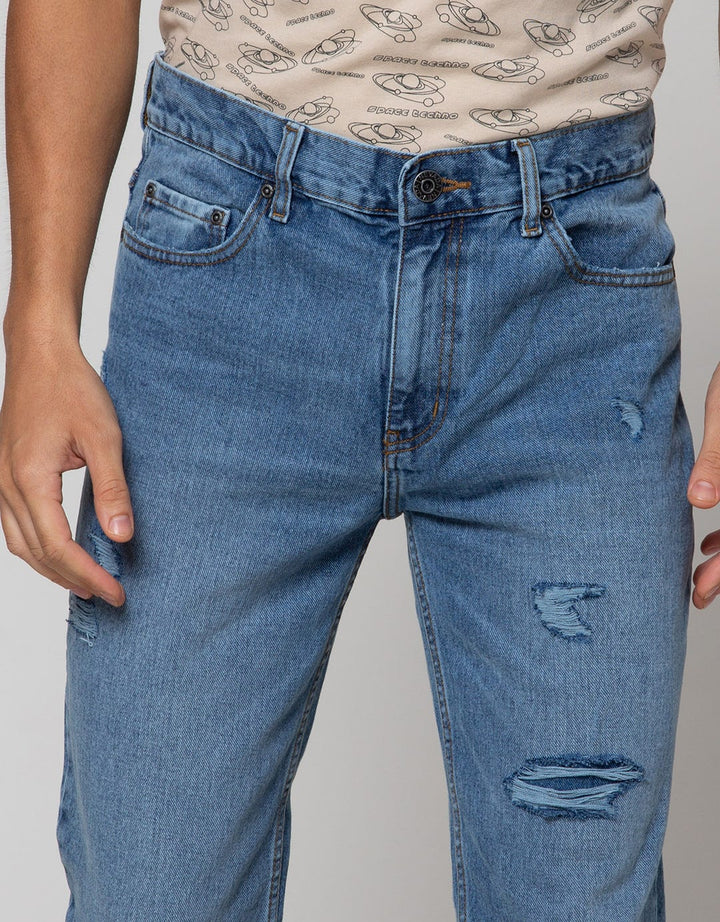 Nevada Fit Ripped Celana Denim Pria