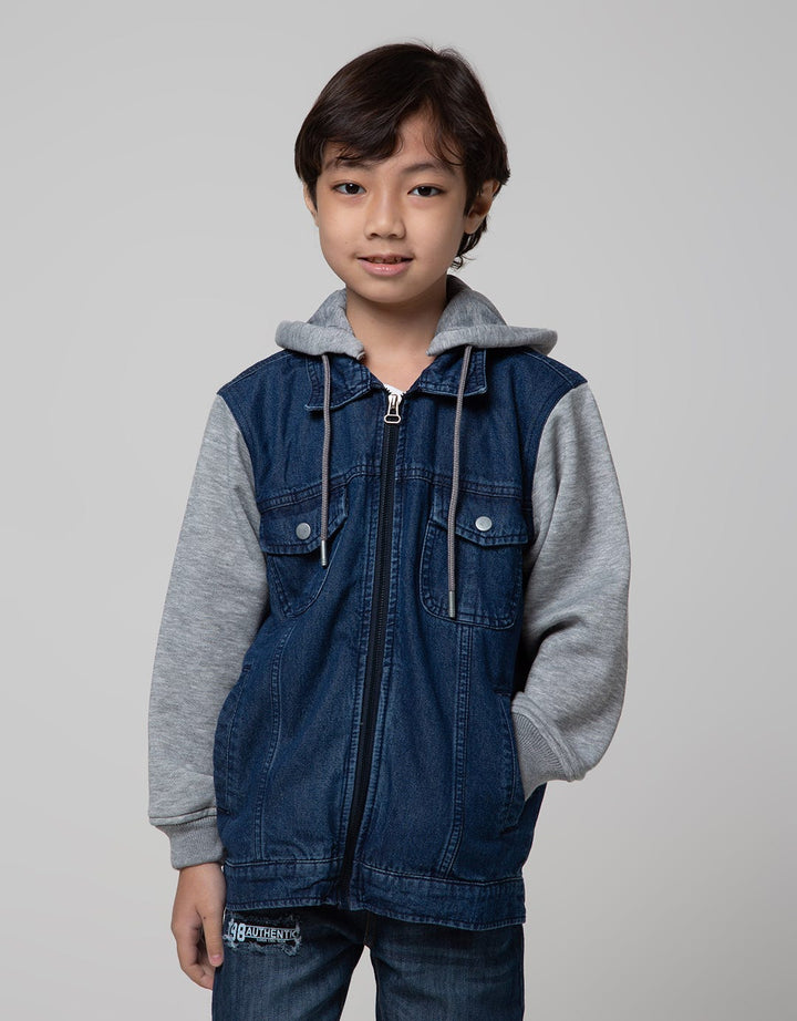 Little M Terry Hoodie Jaket Denim Anak Laki-laki