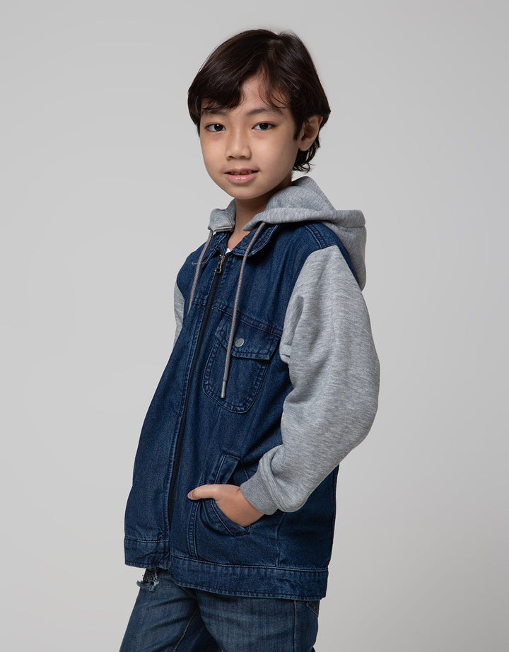 Little M Terry Hoodie Jaket Denim Anak Laki-laki