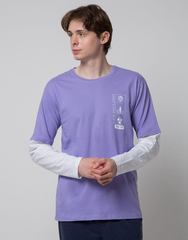 T Zone Long Sleeve T-Shirt Print Mock Layer Theme Analog Dimension
