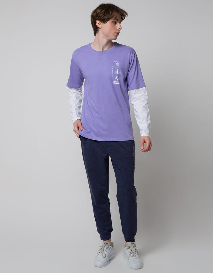 T Zone Long Sleeve T-Shirt Print Mock Layer Theme Analog Dimension