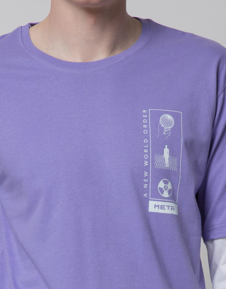 T Zone Long Sleeve T-Shirt Print Mock Layer Theme Analog Dimension
