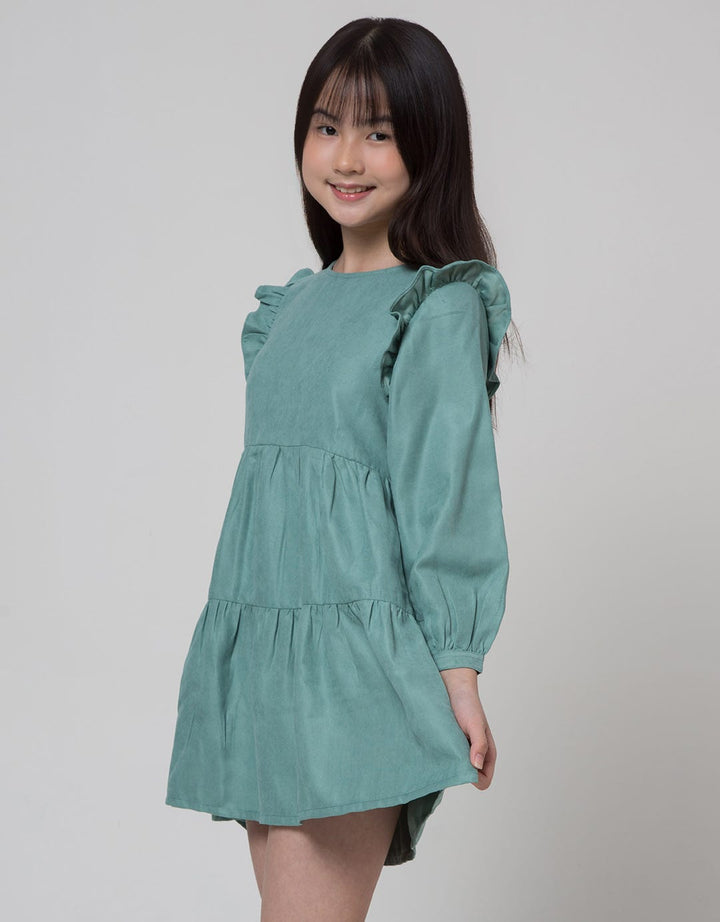 Aero Long Sleeve Midi Dress Corduray Ruffled Shoulder