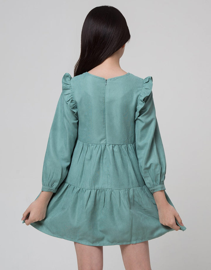 Aero Long Sleeve Midi Dress Corduray Ruffled Shoulder