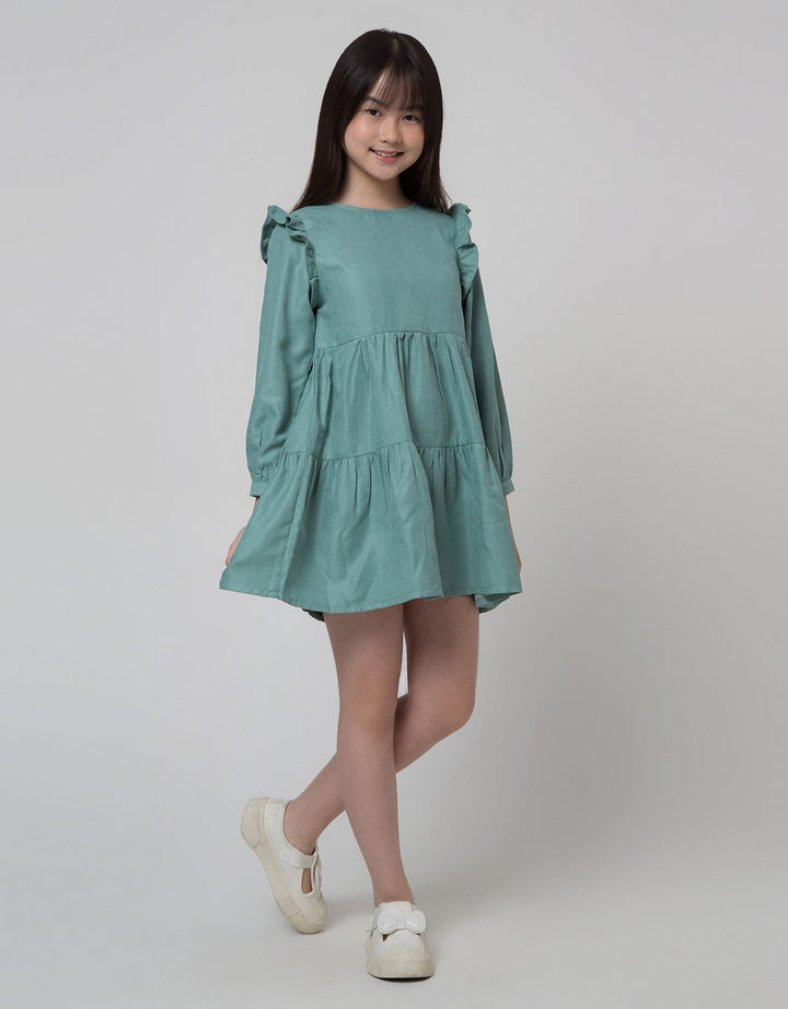 Aero Long Sleeve Midi Dress Corduray Ruffled Shoulder