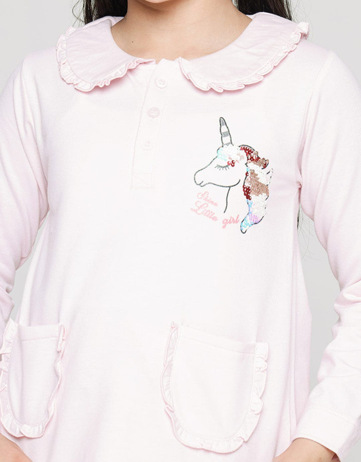 Aero Long Sleeve T-Shirt Flip Sequin Unicorn Girl
