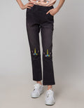 Aero Denim Long Pants Embroidered Unicorn Knee
