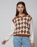 Nevada Sweatshirt Polo Neck Argyle Pattern