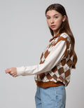 Nevada Sweatshirt Polo Neck Argyle Pattern