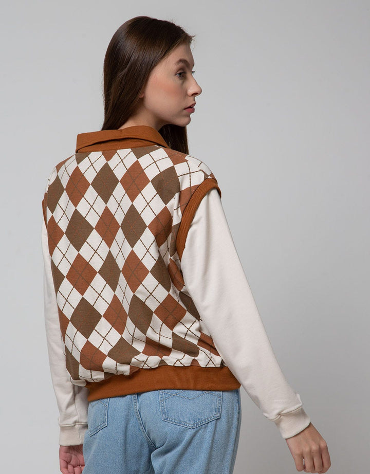 Nevada Sweatshirt Polo Neck Argyle Pattern