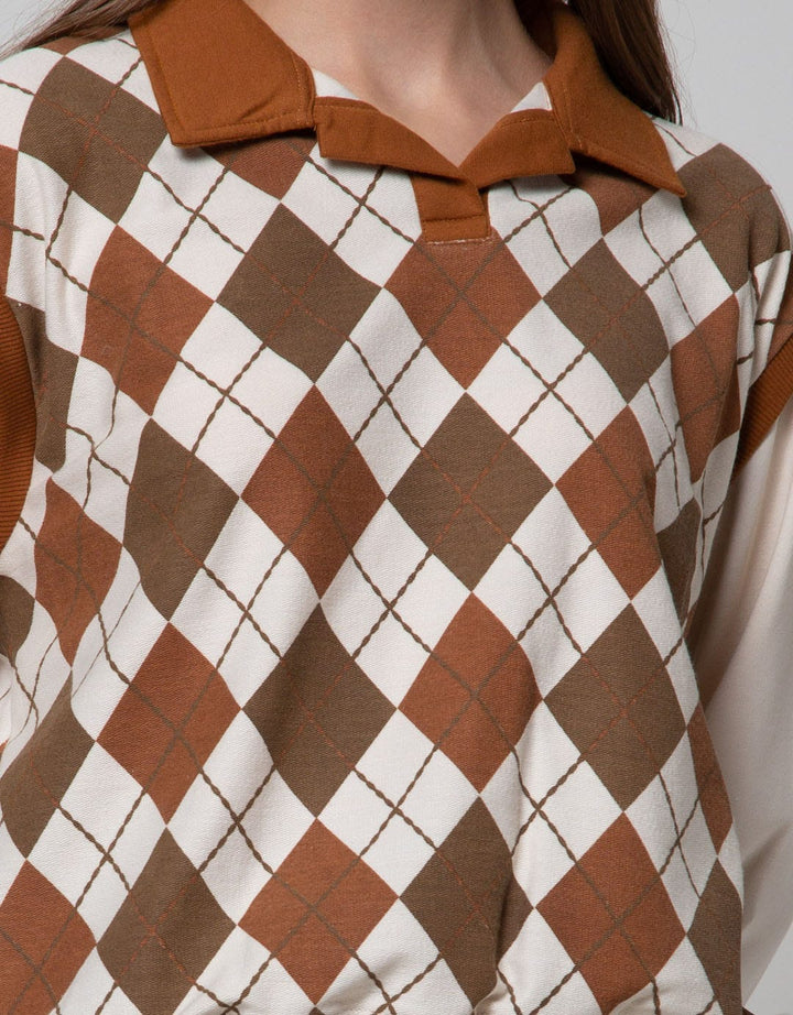 Nevada Sweatshirt Polo Neck Argyle Pattern