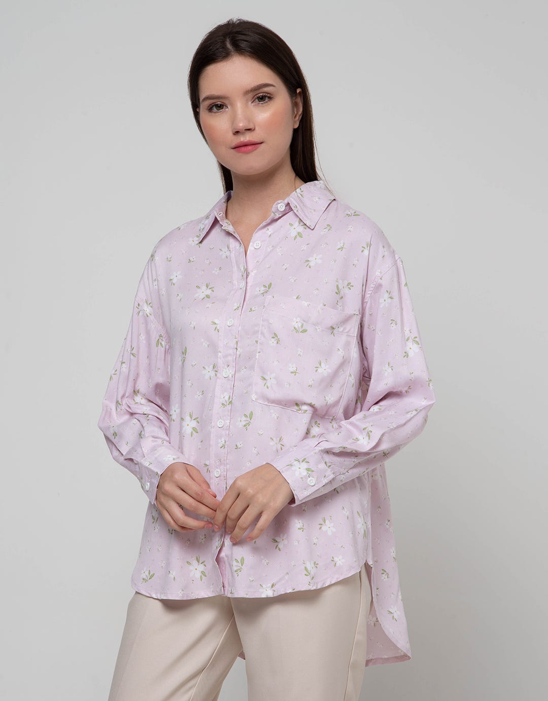 Nevada Long Sleeve Shirt Reguler Rayon Flower