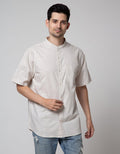 Cole Short Sleeve Shirt Woven Cotton Slub Mandarin Collar
