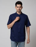 Cole Short Sleeve Shirt Woven Cotton Slub Mandarin Collar