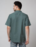 Cole Short Sleeve Shirt Woven Cotton Slub Mandarin Collar