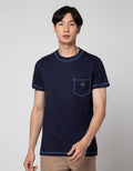 T Zone Contrast Stitching Kaos Pria