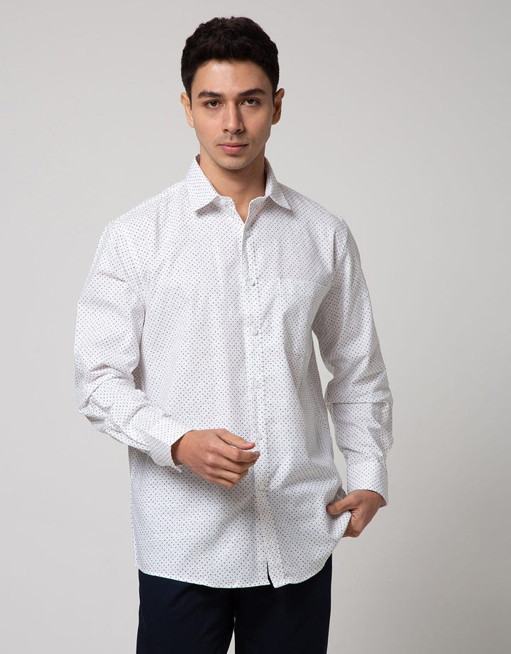 Cole Long Sleeve Shirt Regular Slub Print Geo