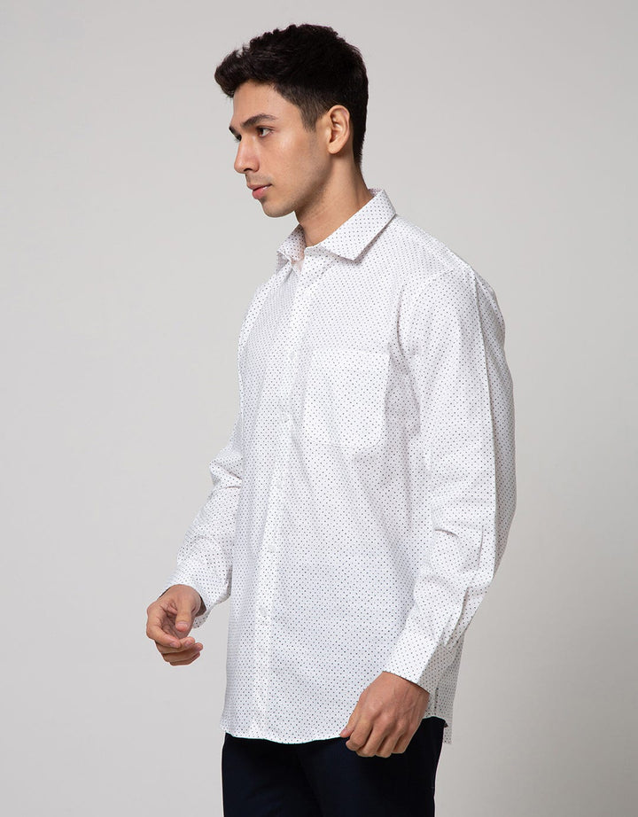 Cole Long Sleeve Shirt Regular Slub Print Geo