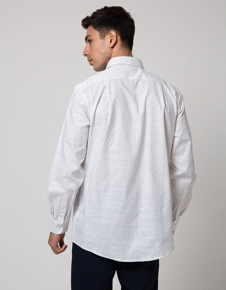 Cole Long Sleeve Shirt Regular Slub Print Geo
