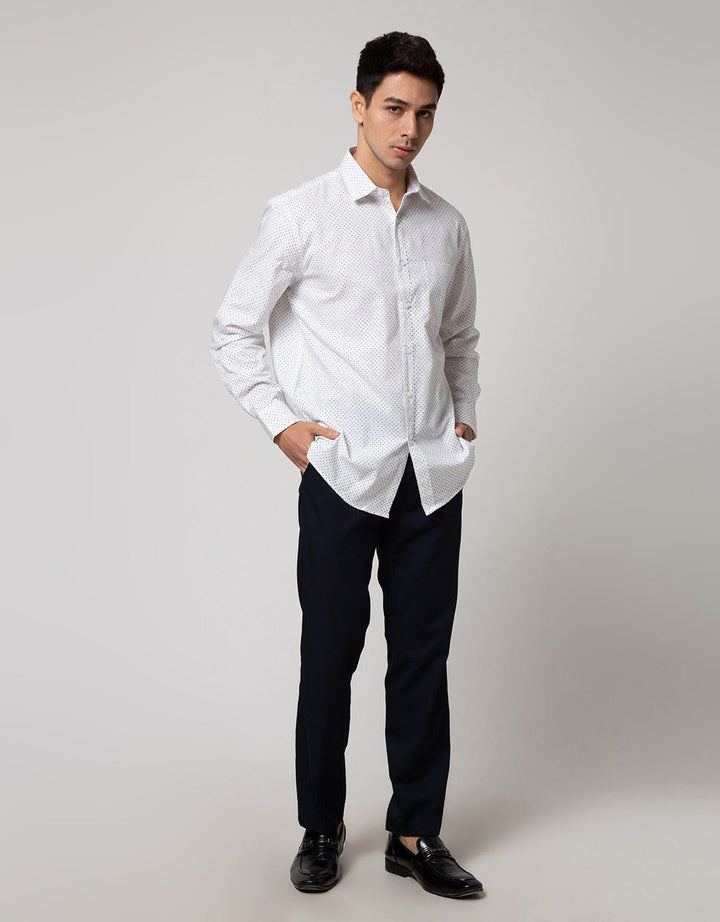 Cole Long Sleeve Shirt Regular Slub Print Geo