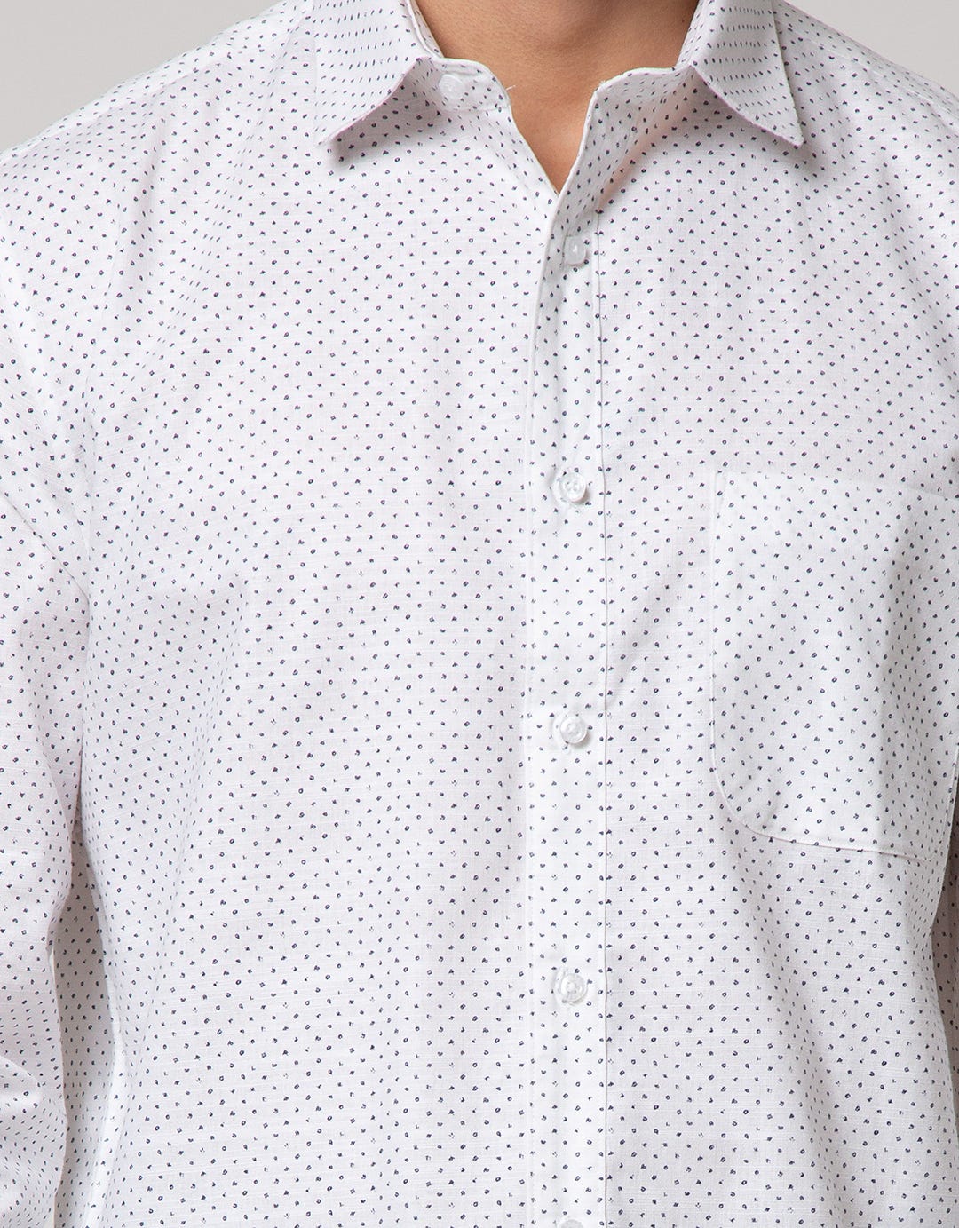Cole Long Sleeve Shirt Regular Slub Print Geo
